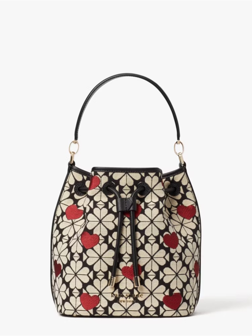 KATE SPADE Spade Flower Jacquard Hearts Medium Bucket Bag